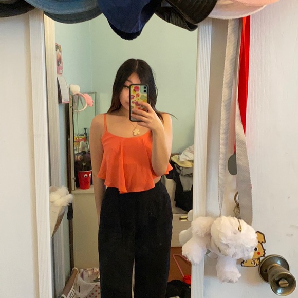 Coral orange crop top - Picture 1 of 3